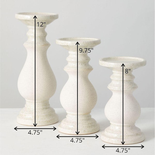 SULLIVANS 12, 9.75, and 8 White Ceramic Pillar Candle Holder (Set of 3)  CM2869 - The Home Depot