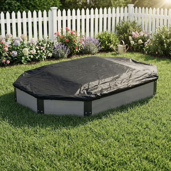 GOGEXX 6.3 ft. W x 4.4 ft. L Octagon Sandbox with Storage for Kids