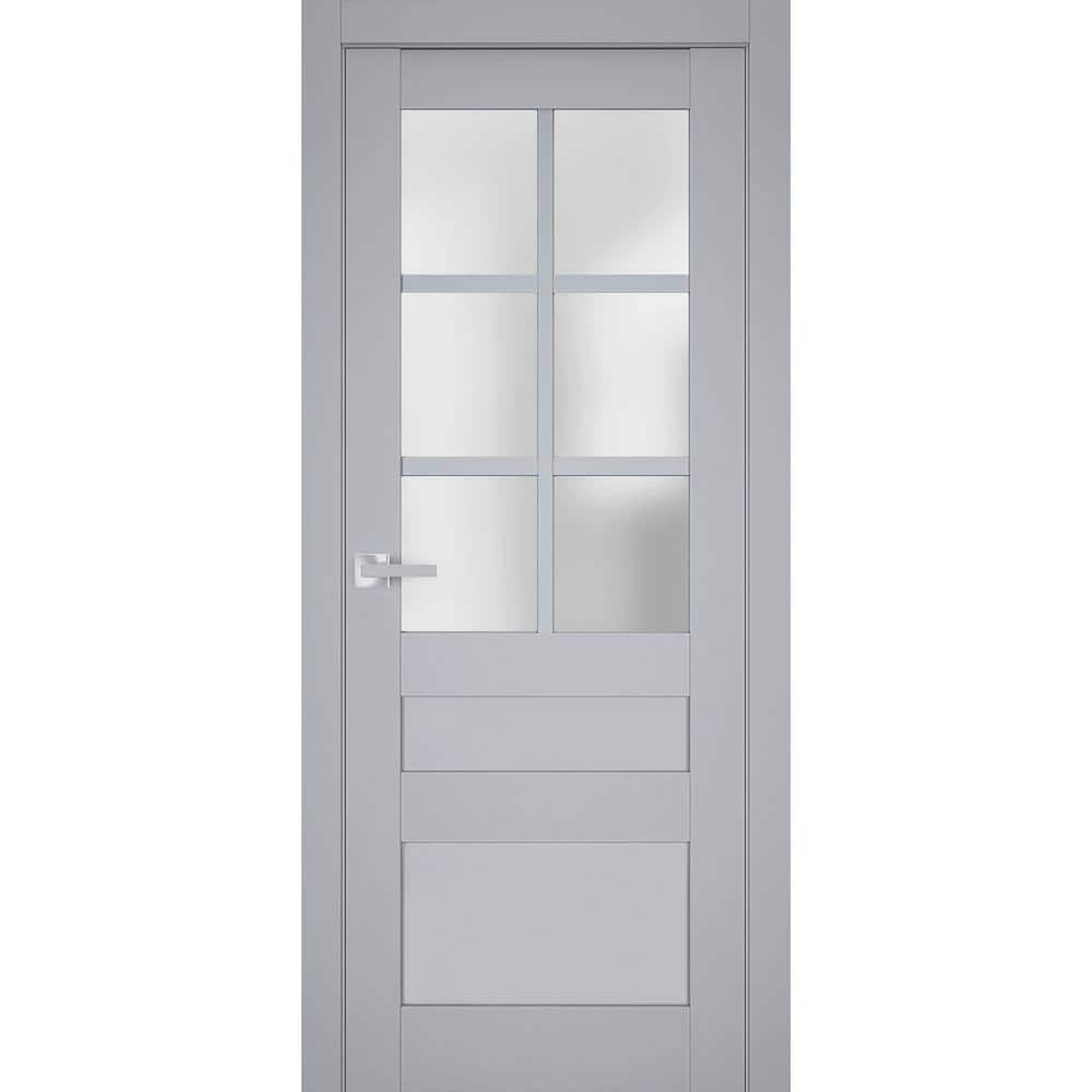 7339 32 in. x 80 in. Right-Hand/Inswing Solid Frosted Glass Matte Grey Single Prehung Interior Door with Hardware price history on PriceWatchPro