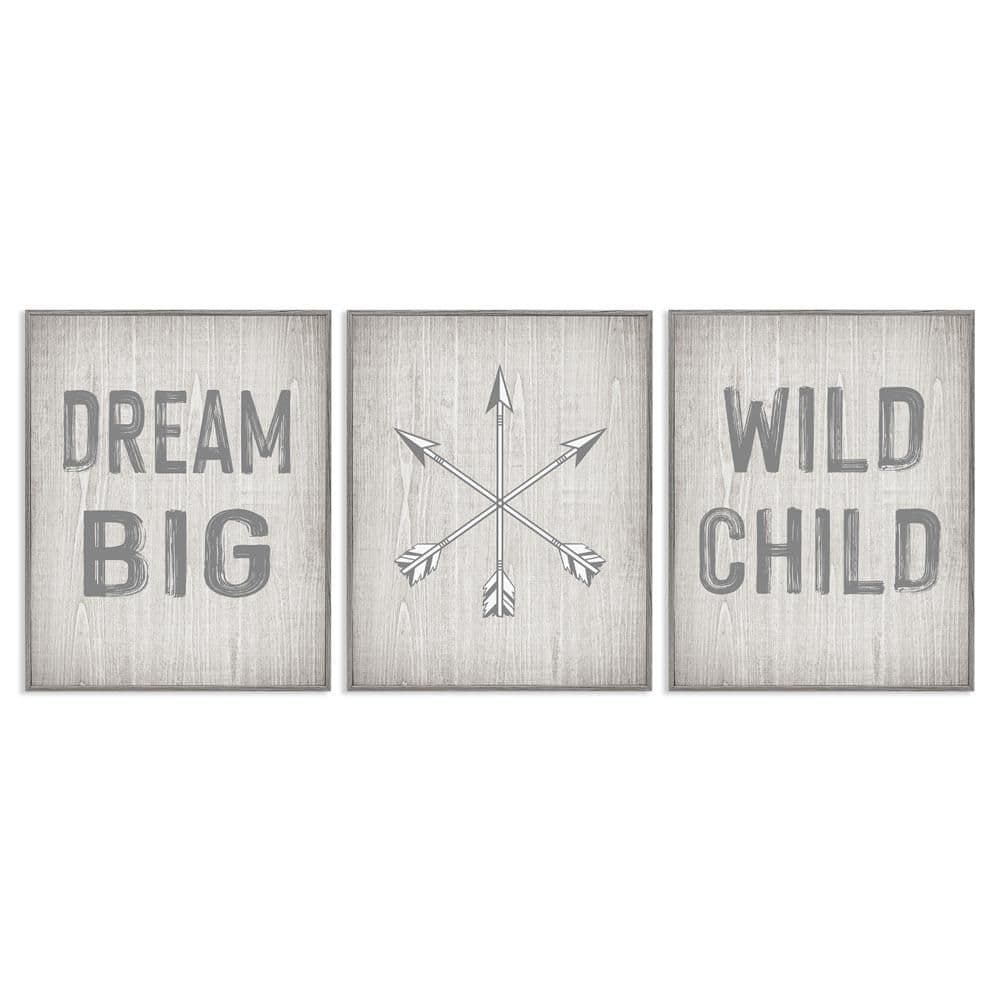 Dream Big Boho Arrows by Ashley Calhoun 3-Pieces Gray Framed Typography Giclee Art Print 30 in. x 24 in. price history on PriceWatchPro