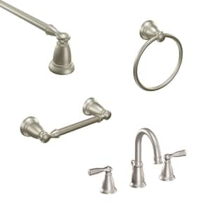 MOEN Korek 8 in. Widespread Double Handle High-Arc Bathroom Faucet in ...