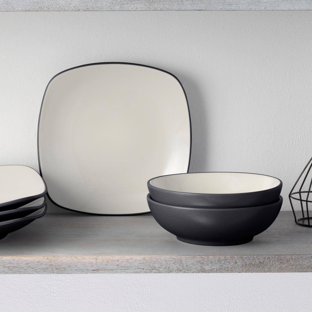 Graphite Matte Ceramic Soup and Cereal Bowls Set of 4
