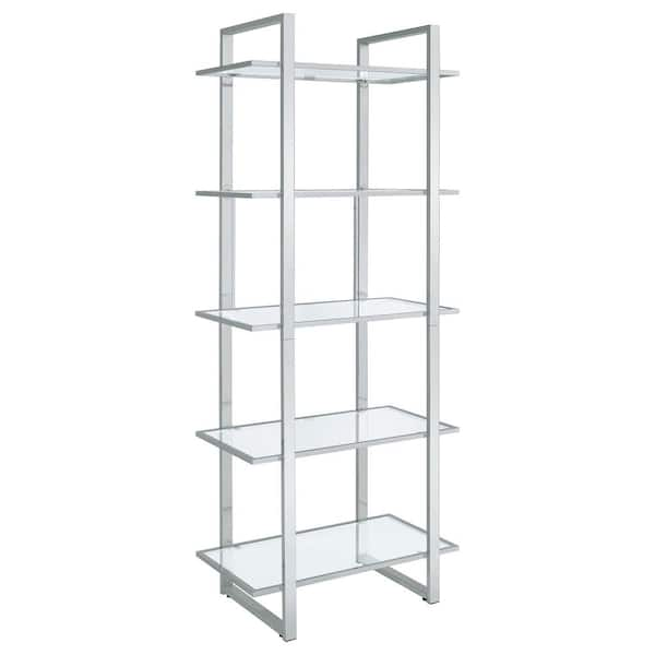 Coaster Hartford 79 in. Chrome Metal 5-Shelf Bookcase 805538 - The Home ...