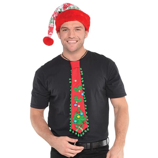 Amscan 17 in. x 4 in. Novelty Christmas Red Tie (2-Pack)