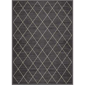 Dark Gray 5 ft. x 7 ft. Kings Court Clover Moroccan Trellis Area Rug