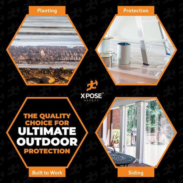 XPOSE SAFETY 8 ft. x 12 ft. Clear Vinyl Tarp Super Heavy Duty 20