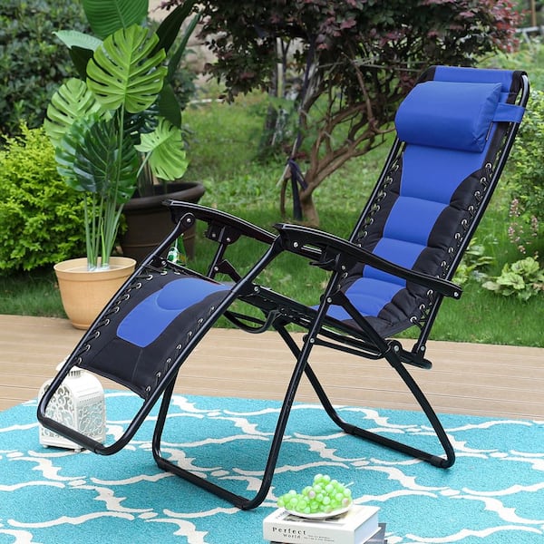 Phi Villa Metal Adjustable Relaxing Recliner Lounge Chair with Cushion, Green / 2 Peices