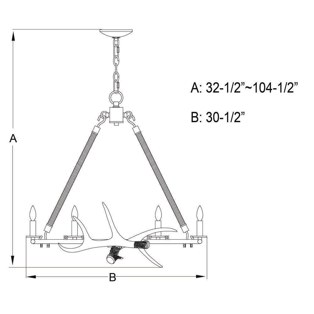 Breckenridge Rustic 30.5'' Bronze Antler Chandelier with Rope Accents
