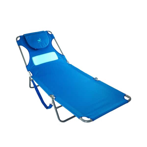 Photo 1 of Blue Metal Comfort Lounger Face Down Sunbathing Chaise Lounge Beach Chair, 10 lbs. Product Weight