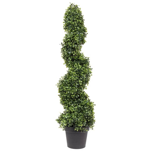 Vickerman 3 ft. Artificial Boxwood Spiral Everyday Topiary on Pot UV