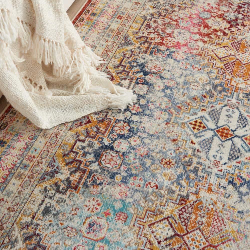 Multicolor Synthetic Rectangular 4' x 6' Traditional Area Rug