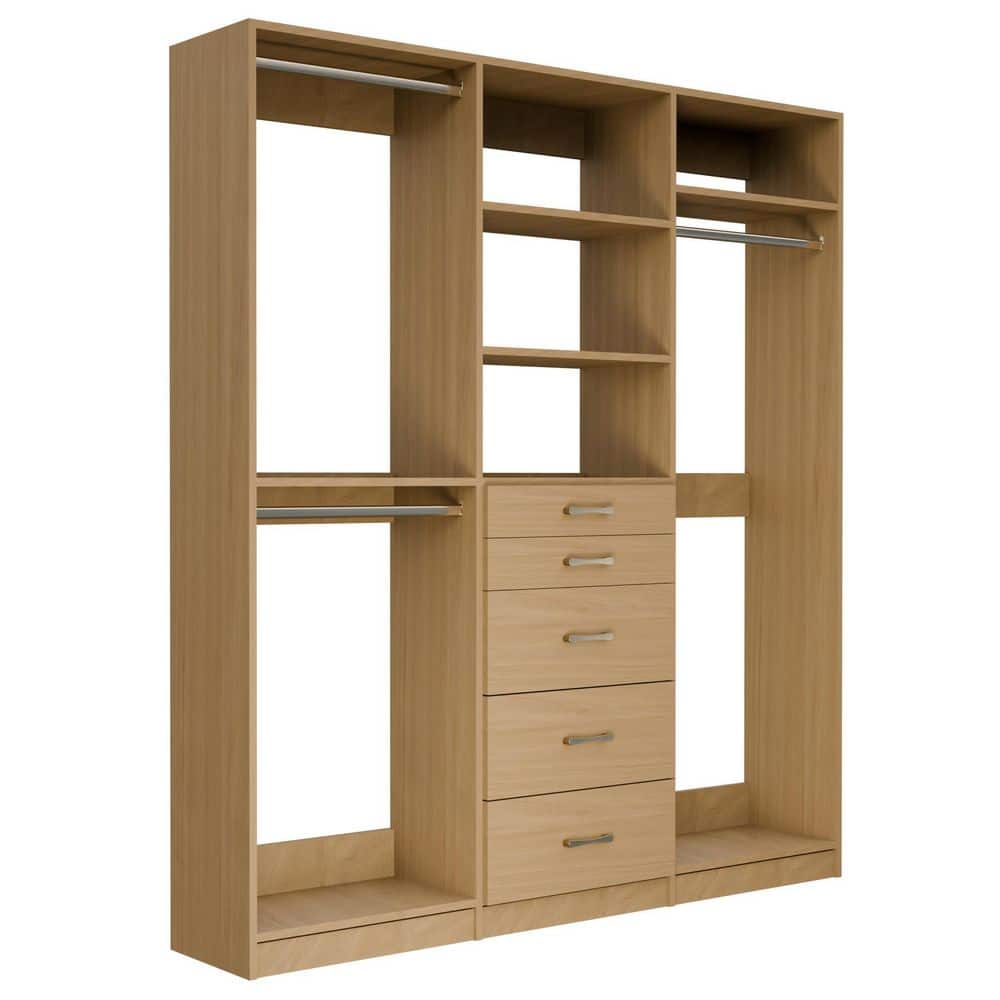 Alto Collection 54 in W Oak Wall Mounted Double Hang, 5-Drawer and Tall Hang Wood Closet System price history on PriceWatchPro