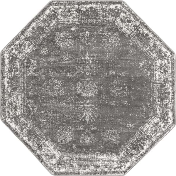 Unique Loom Sofia Casino Dark Gray 6 ft. x 6 ft. Area Rug 3151876 The