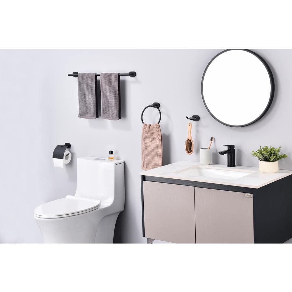Matte Black Stainless Steel Wall Mounted Towel Ring Set