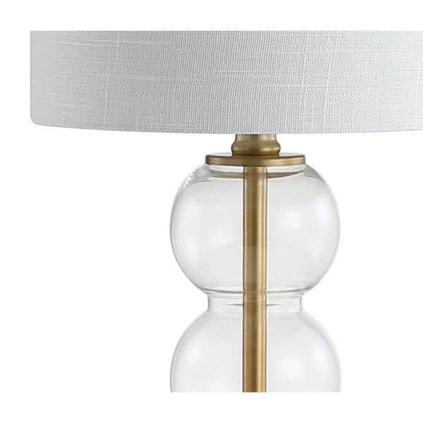 21" Brass Gold and White Glass Table Lamp