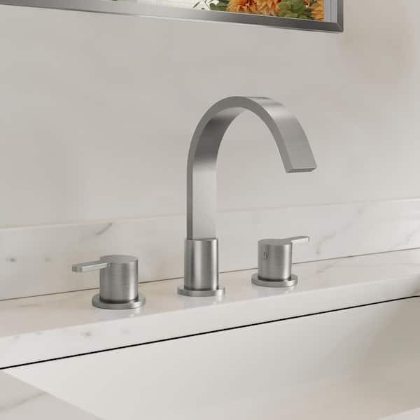 EVERSTEIN 8 in. Widespread Double Handle High-Arc Bathroom Faucet in Spot Resist Brushed Nickel