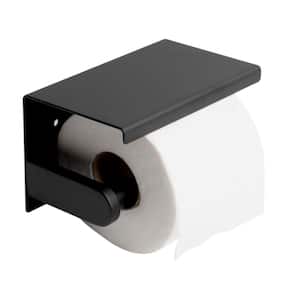 Wall Mounted Toilet Paper Holder with Shelf in Black