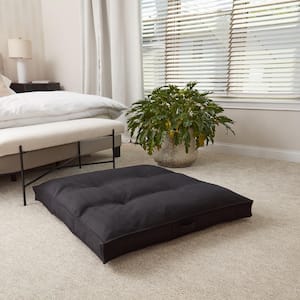 Jumbo Black Square Tufted Reversible 40 in. x 40 in. Floor Pillow