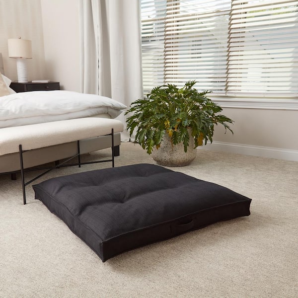 Greendale Home Fashions Jumbo Black Square Tufted Reversible 40 in. x 40  in. Floor Pillow FP5190L-BLACK - The Home Depot