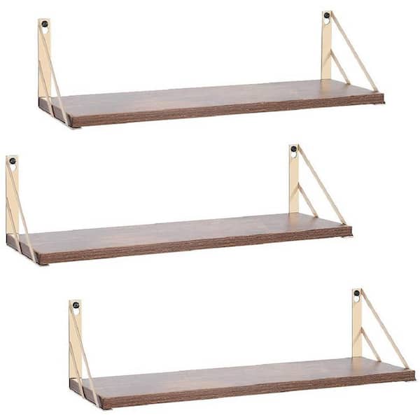 Oumilen Wall-Mounted Floating Shelves Rustic Wood Wall Shelves for Living Room Bedroom Bathroom (Set of 3)