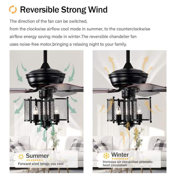 Sunpez 52 in. W Indoor Matte Black Farmhouse Ceiling Fan