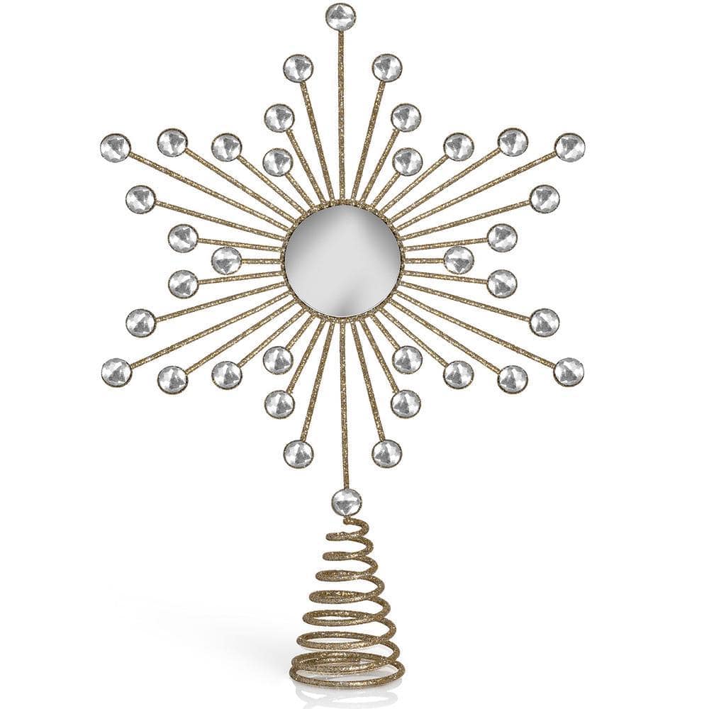 ORNATIVITY Jewel Star Tree Topper - Gold Glitter Sparkling Metal