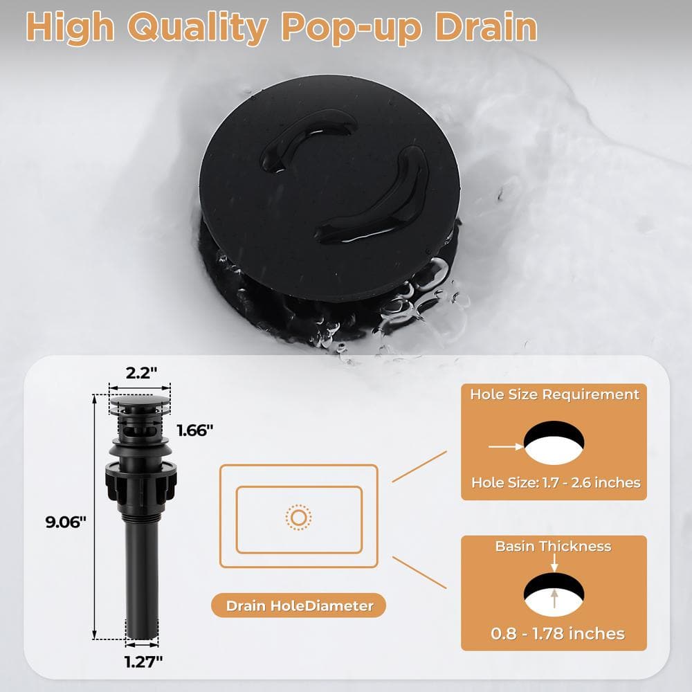 Matte Black Stainless Steel Single Handle Bathroom Faucet