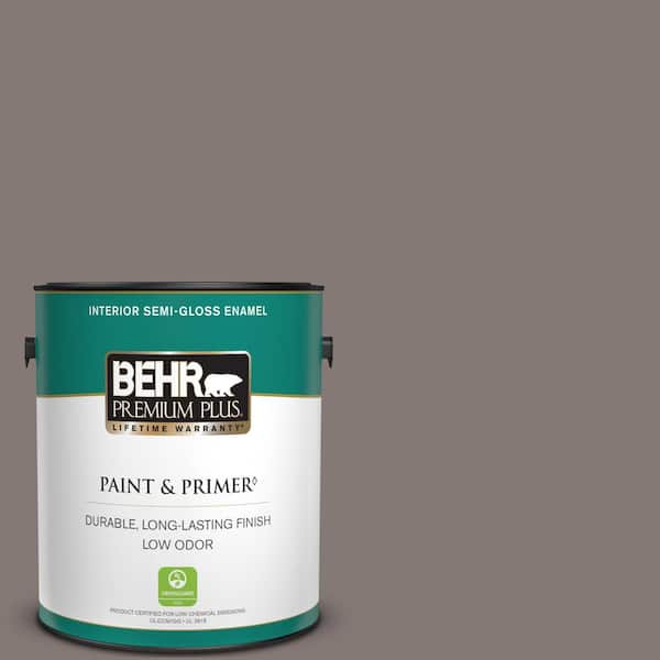 BEHR PREMIUM PLUS 1 gal. #N140-5 Complex Gray Semi-Gloss Enamel Low Odor Interior Paint & Primer