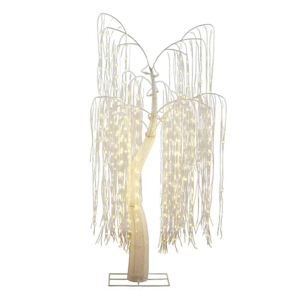 7 ft. Pre-Lit Artificial White Willow Tree with 400-Cool White LED Light