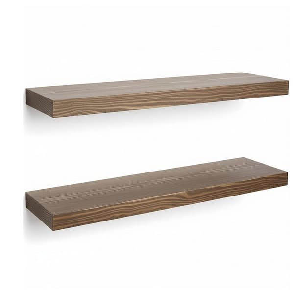 30 in. W x 6.7 in. D Dark Walnut Wood Floating Shelves for Wall Decor 2-Decorative Wall Shelf