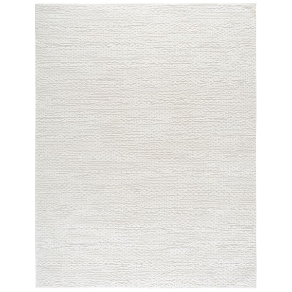 Revive 9 ft. x 12 ft. Ivory Textured Solid Color Area Rug