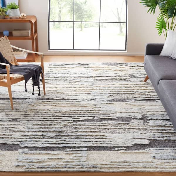 Tribeca 9 ft. x 12 ft. Blue/Gray Abstract Area Rug