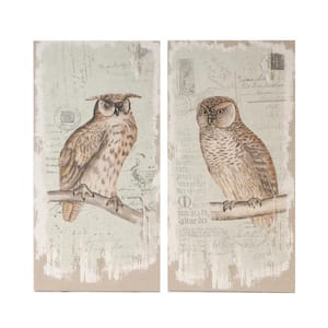 Owl Prints 2-Piece Unframed Rectangle Animal Hanging Wall Art 20 in. x 39.5 in.
