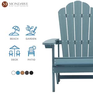Classic Blue Outdoor HIPS Plastic Wood Frame Stationary Adirondack Chair Lounge Chair with Slat Seat