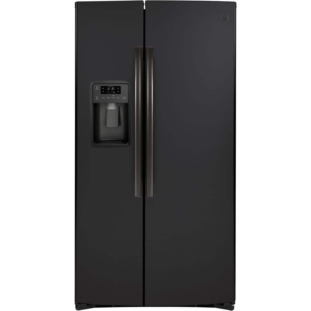 Ge 25 1 Cu Ft Side By Side Refrigerator In Black Slate Fingerprint Resistant Gss25iends The Home Depot