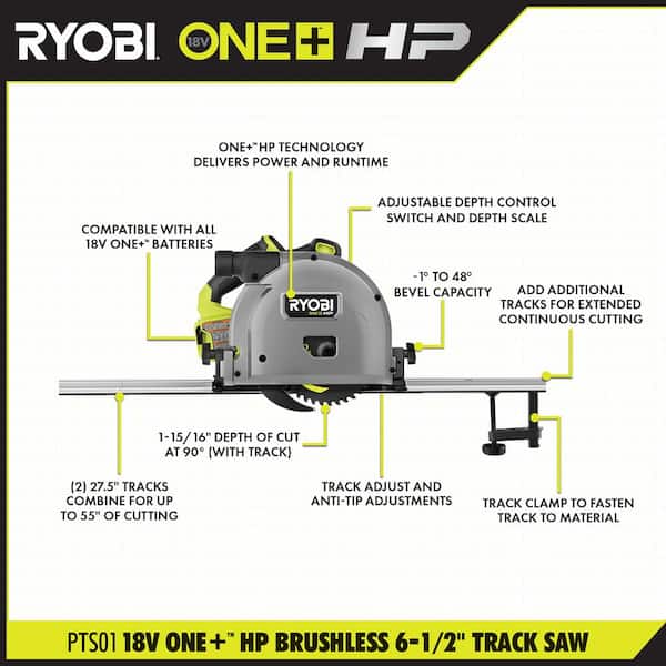 RYOBI ONE+ HP 18V Brushless Cordless 6-1/2 in. Track Saw (Tool 