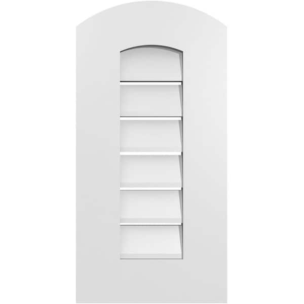 Ekena Millwork 12 in. x 22 in. Arch Top Surface Mount PVC Gable Vent: Decorative with Standard Frame