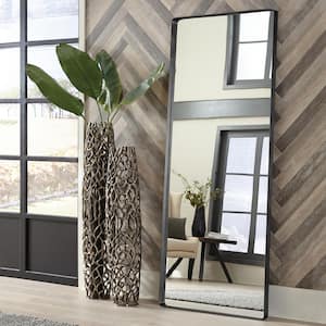 Oversized Rectangle Brushed Black Hooks Modern Mirror (72 in. H x 30 in. W)
