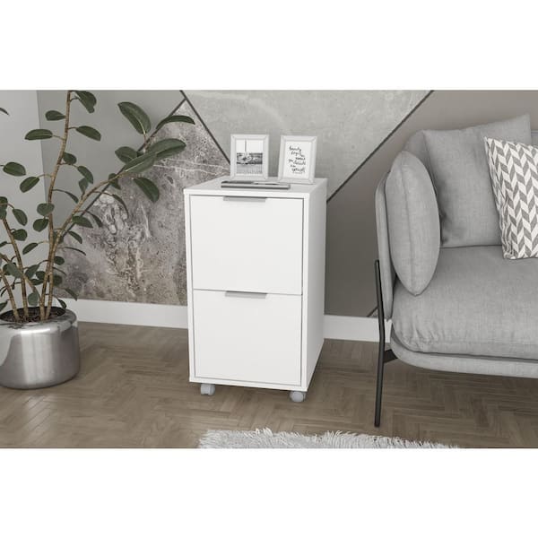 Polifurniture Fresno White File Cabinet with 2-Drawer