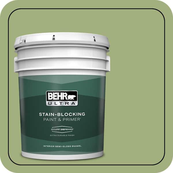 BEHR ULTRA 5 gal. #M360-5 Fresh Guacamole Extra Durable Semi-Gloss Enamel Interior Paint & Primer