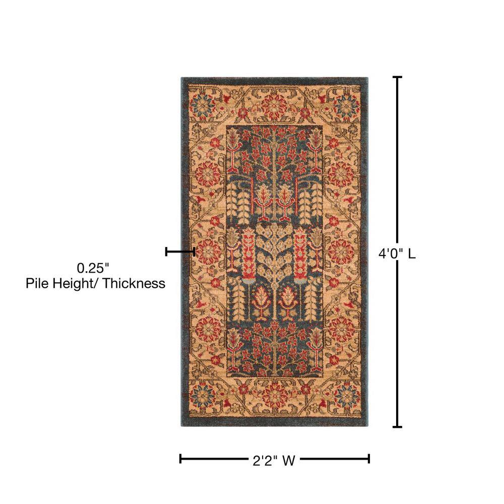 Navy and Natural Reversible Synthetic Area Rug, 26" x 4"