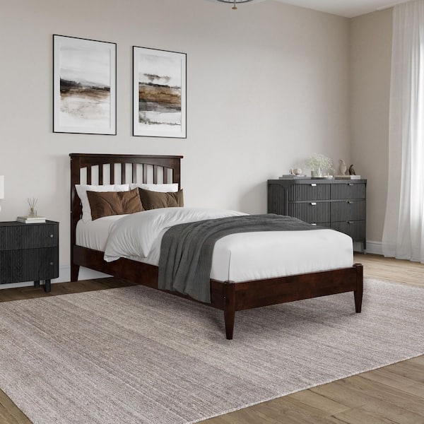 AFI Becket Walnut Brown Solid Wood Frame Twin XL Low Profile Platform Bed