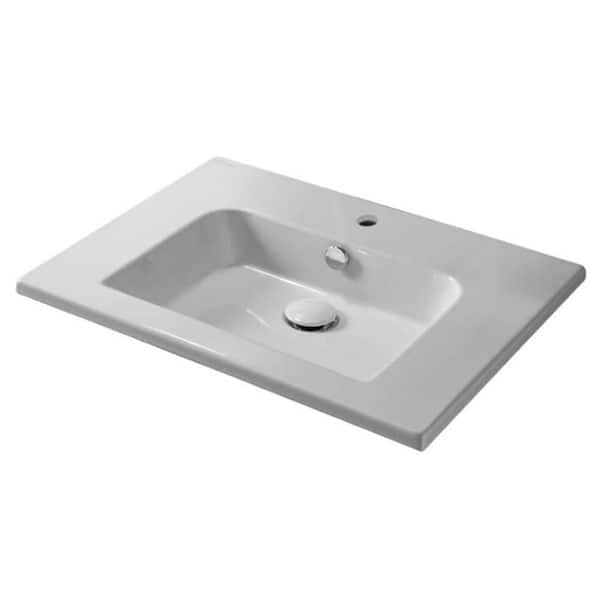 Nameeks Etra Rectangular Wall Mounted Bathroom Sink in White