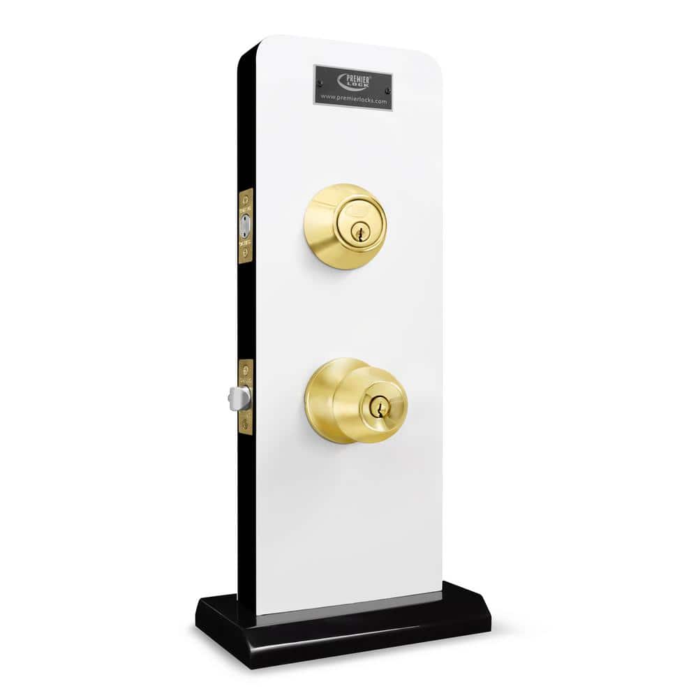 Polished Brass Single Cylinder Deadbolt Entry Knob Set