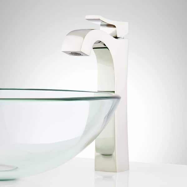 SIGNATURE HARDWARE Vilamonte Single Handle Vessel Bathroom Faucet with Drain Kit Included in Polished Nickel