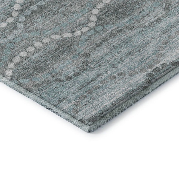 Mayfield Premium Machine Washable Abstract AMF2030 Teal 5 ft. x 7 ft. 6 in. Area Rug