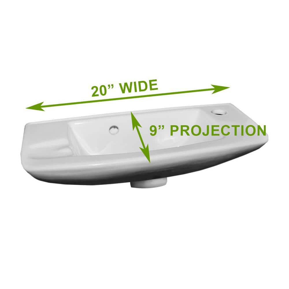 Compact White Glazed Ceramic Wall-Mount Vessel Sink