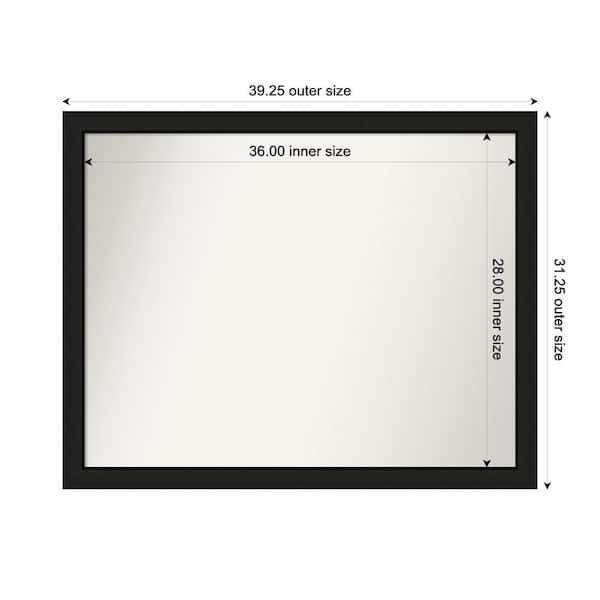Amanti Art Midnight Black Narrow 39.25 in. x 31.25 in. Custom Non-Beveled Wood FramedBathroom Vanity Wall Mirror