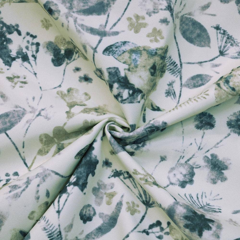 Floral Silver Polyester Blackout Grommet Curtain Panel 52 x 95