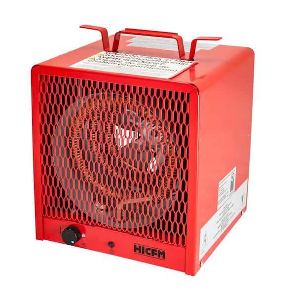 Elexnux 4800-Watt Red Electric Garage Heater, Micathermic Space Heater with Integrated Thermostat Control, Convection